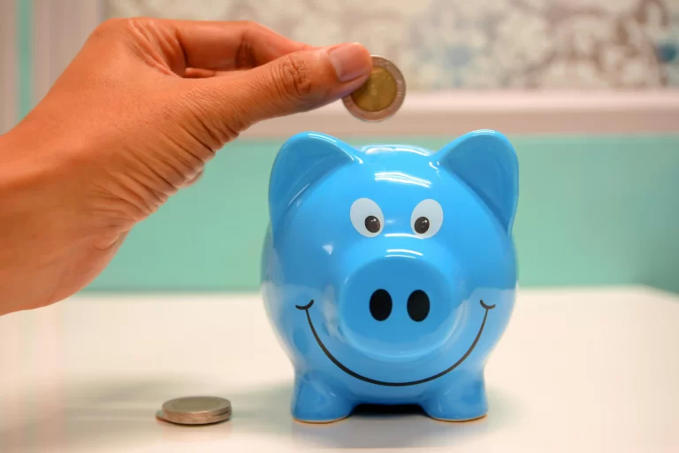 A blue piggy bank representing the money homeschooling parents can save when leveraging affordable homeschool activities.