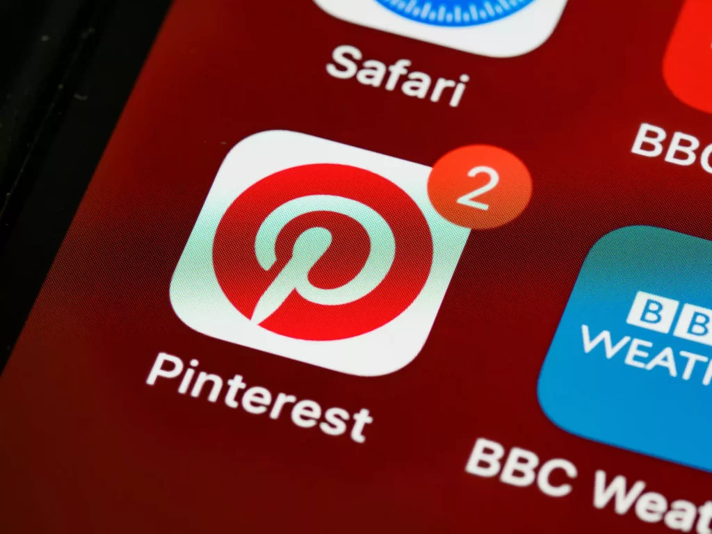zoomed in photo of the Pinterest app on someone's phone