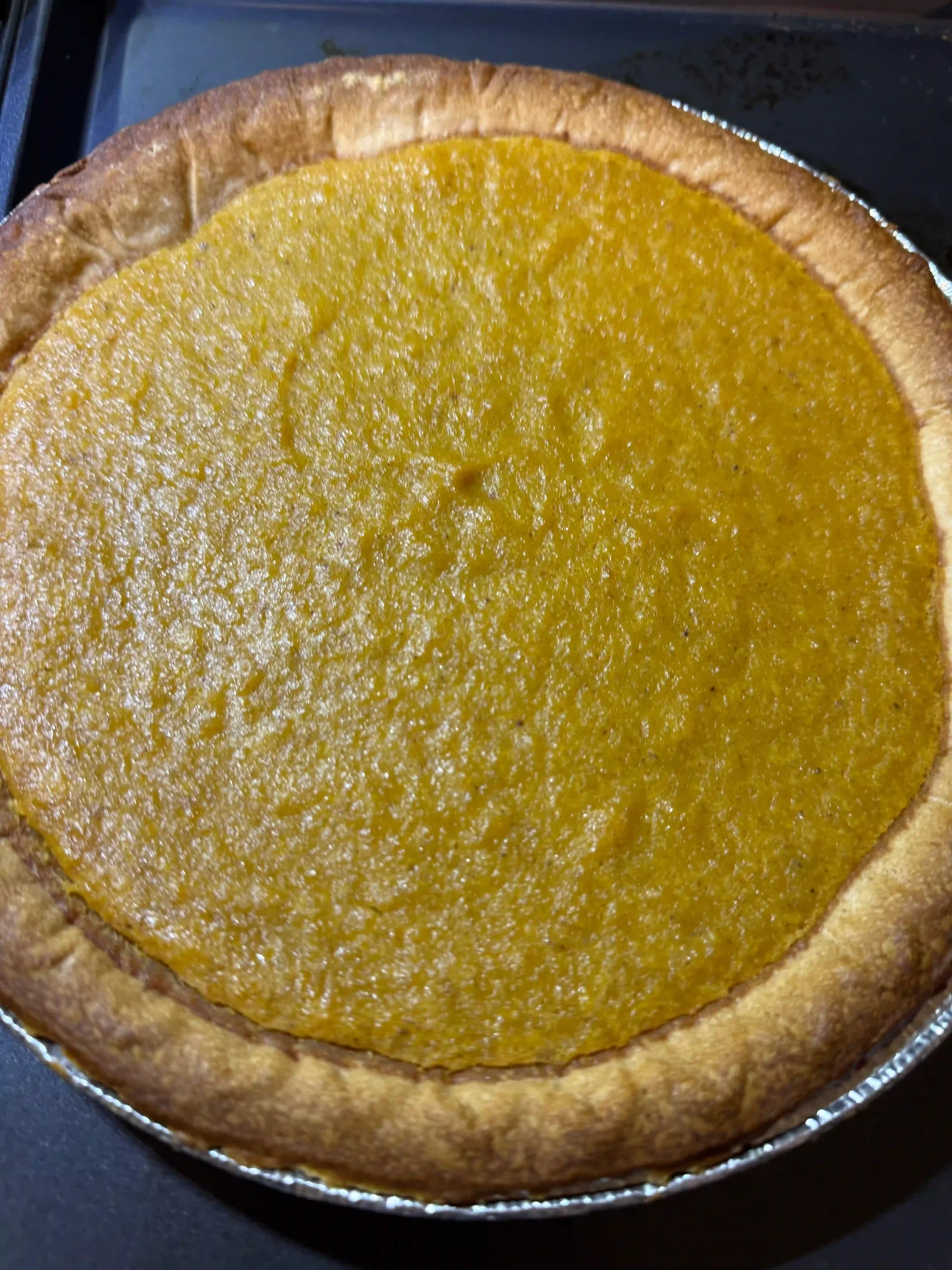 A freshly baked homemade pumpkin pie